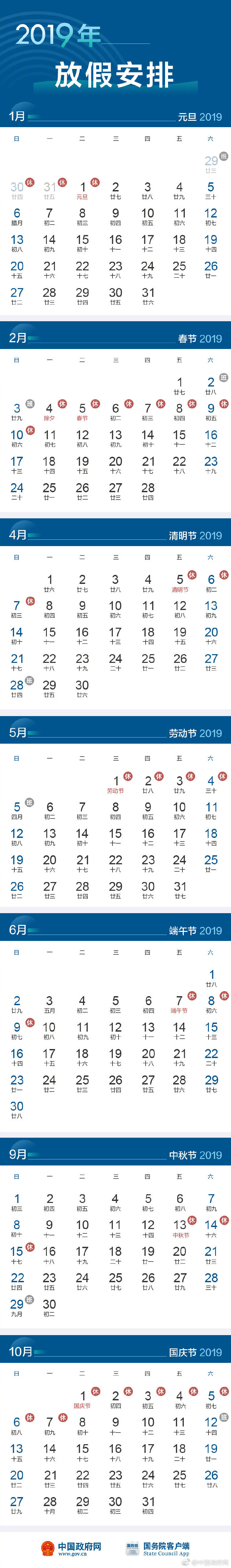 官宣2019年五一放假4天！5月1日到4日放4天！