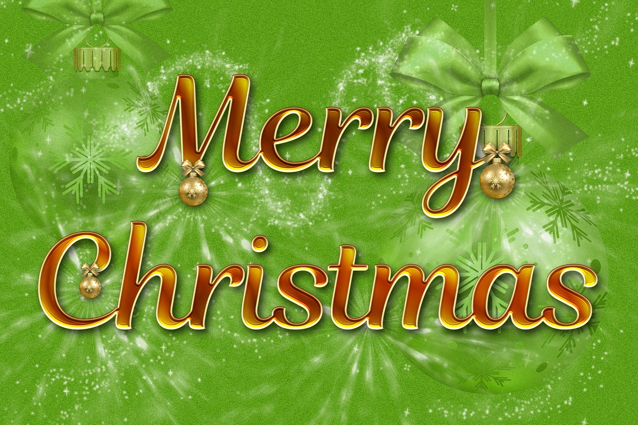 圣诞节快乐绿色字母英文节日卡通   免费